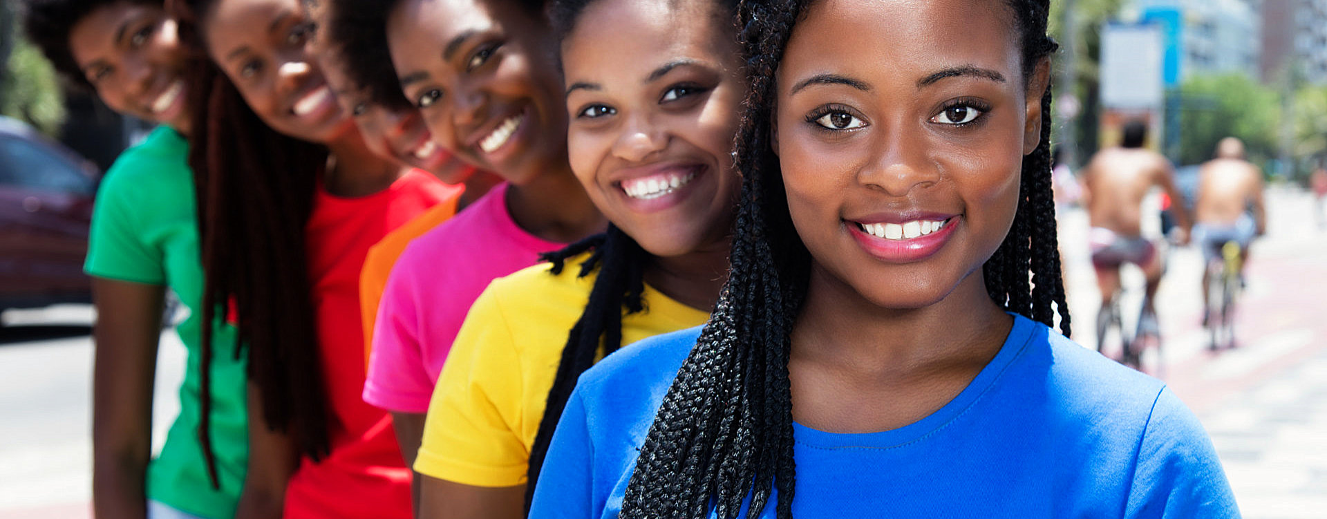 beautiful african women lined up