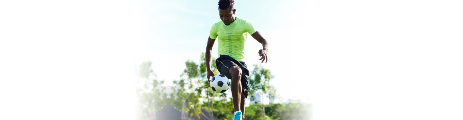 man athlete practicing soccer