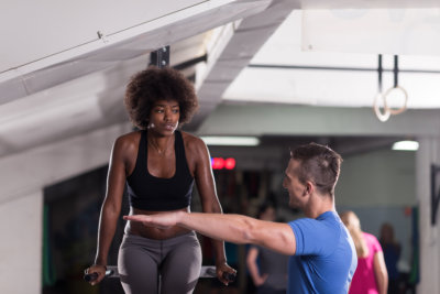 woman trained by her coach